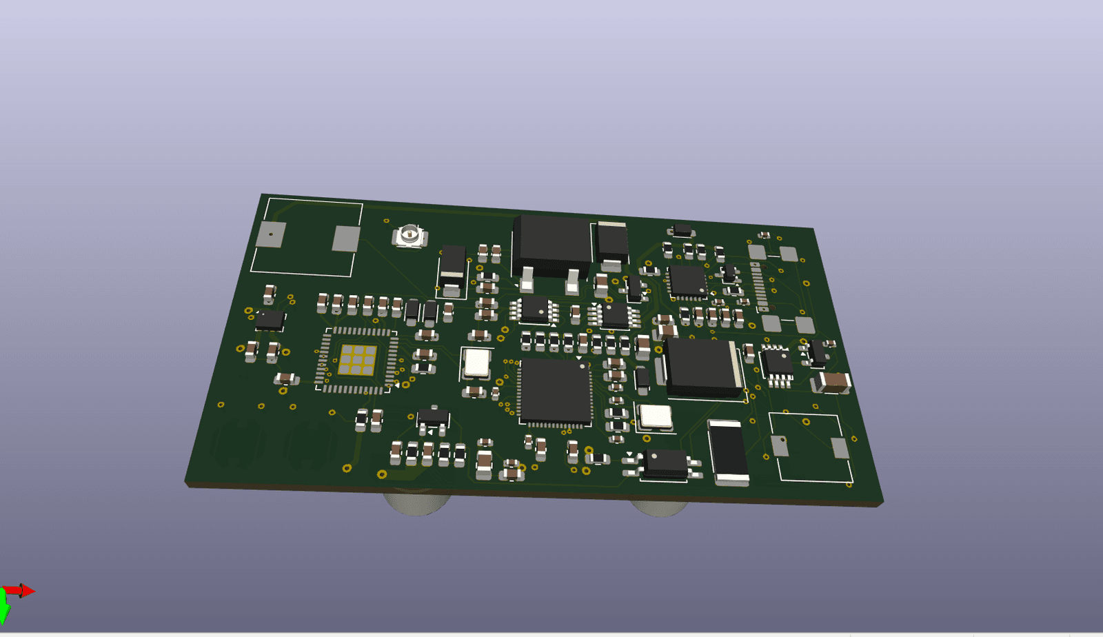 Air Sensor PCB - top of board, ESP32-S3, regulators, antenna trace